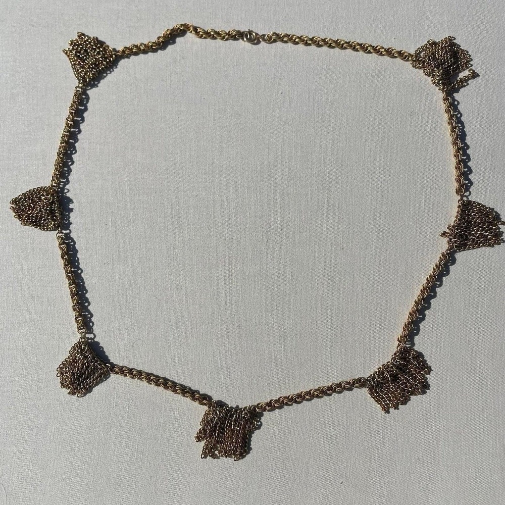 Vintage Necklace Gold Tone‎ Fringe Tassel
